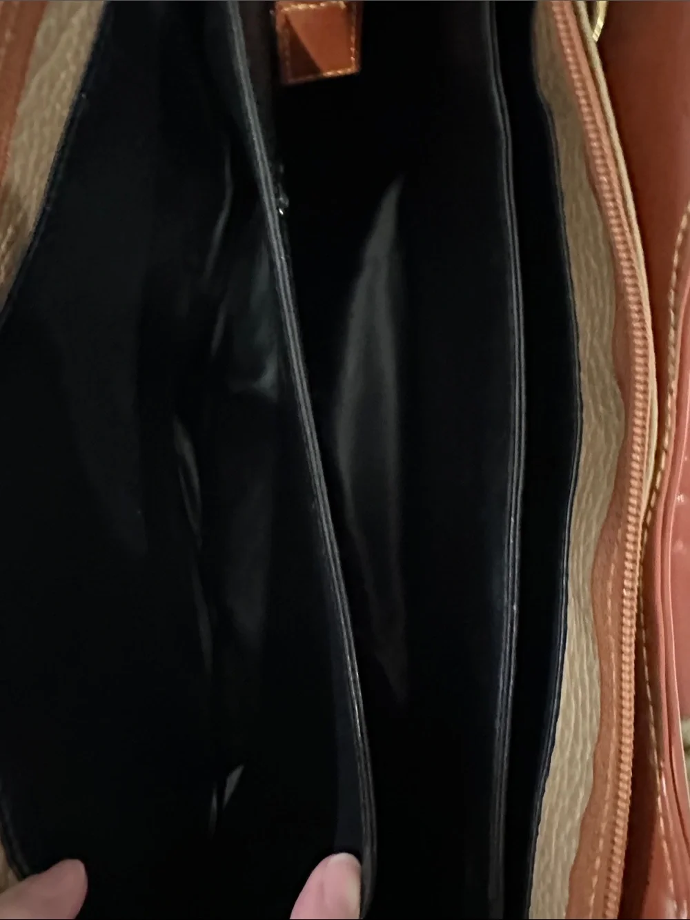 Dooney & Bourke Tan and Rust Two-Tone Leather Satchel